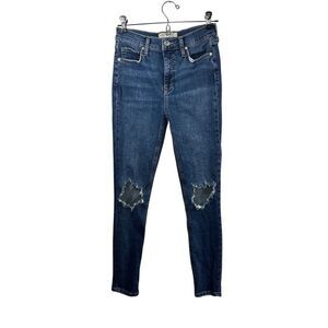 Free People Womens Busted Knee‎ High Rise Skinny Ankle Crop Jeans size 27